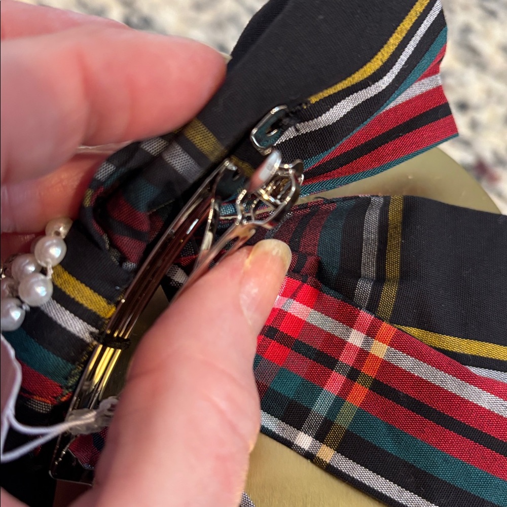 J Crew tartan plaid Rhinestone Accent Hair Barrette - Picture 7 of 9